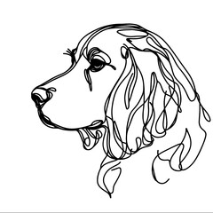 Fototapeta premium Welsh Springer Spaniel breed Dog Continuous one line drawing, inimalist vector illustration design on white background. Simple line modern graphic style. Hand drawn graphic concept