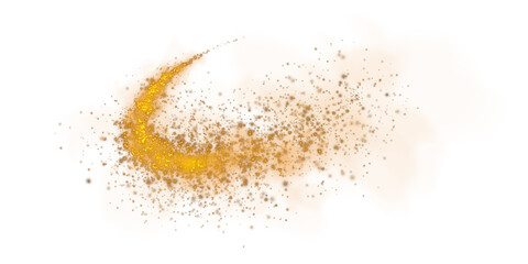 Fantastic orange smoke background. Magic orange smoke with glitter and small particles of twinkling stars. Fog with luminous particles. Orange vapor with stardust. Morning fog over land or water. PNG.