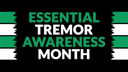 Fototapeta premium Essential Tremor Awareness Month text with side lines on a black background. Which is observed every year in March to celebrate and wish Essential Tremor Awareness Month.