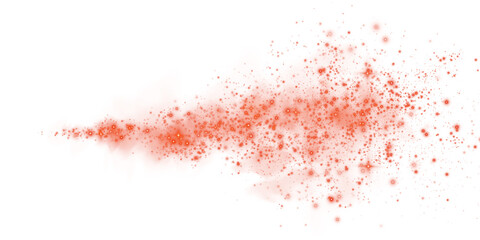Fantastic red smoke background. Magic red smoke with glitter and small particles of twinkling stars. Fog with luminous particles. Red vapor with stardust. Morning fog over land or water. PNG.
