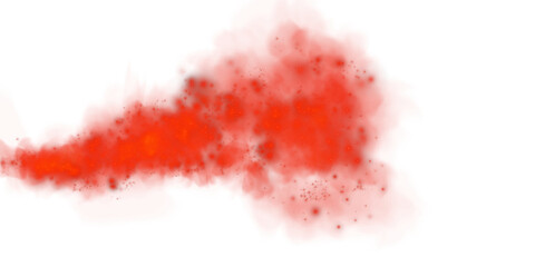 Fantastic red smoke background. Magic red smoke with glitter and small particles of twinkling stars. Fog with luminous particles. Red vapor with stardust. Morning fog over land or water. PNG.