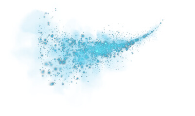 Fantastic blue smoke background. Magic blue smoke with glitter and small particles of twinkling stars. Fog with luminous particles. Blue vapor with stardust. Morning fog over land or water. PNG.