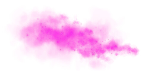 Fototapeta premium Fantastic pink smoke background. Magic pink smoke with glitter and small particles of twinkling stars. Fog with luminous particles. Pink vapor with stardust. Morning fog over land or water surface PNG