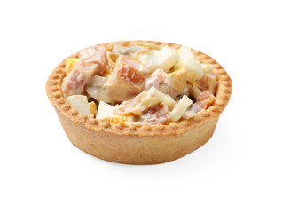 Tartlet with delicious filling isolated on white