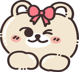 Cute happy bear doodle cartoon hand drawing