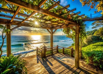 Aerial View of Coastal Park Pergola - Summer Idyll