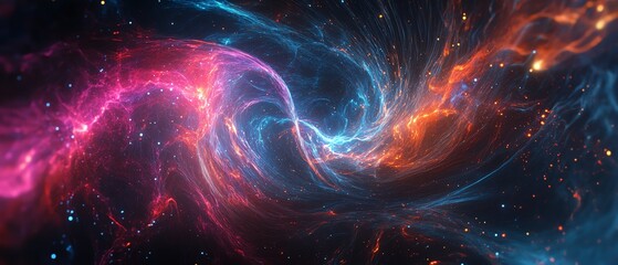 Abstract deep space hyperspace tunnel with glowing particles and speed trails