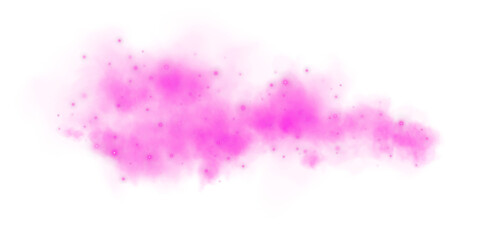 Fantastic pink smoke background. Magic pink smoke with glitter and small particles of twinkling stars. Fog with luminous particles. Pink vapor with stardust. Morning fog over land or water surface PNG
