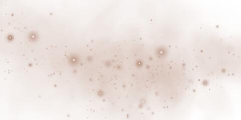 Magic chocolate brown smoke with glitter and small particles of twinkling stars. Fog with luminous particles. Chocolate brown vapor with stardust. Morning fog over land or water. Chocolate brown shade