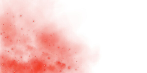 Obraz premium Fantastic red smoke background. Magic red smoke with glitter and small particles of twinkling stars. Fog with luminous particles. Red vapor with stardust. Morning fog over land or water. PNG.