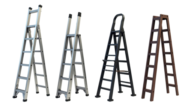Aluminum Wooden and Black Step Ladders Various Styles for Home and Work
