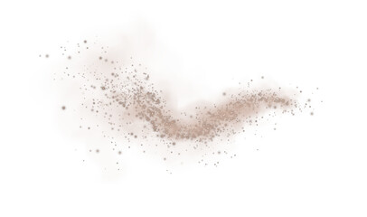 Magic chocolate brown smoke with glitter and small particles of twinkling stars. Fog with luminous particles. Chocolate brown vapor with stardust. Morning fog over land or water. Chocolate brown shade