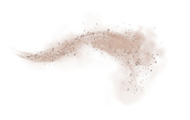 Magic chocolate brown smoke with glitter and small particles of twinkling stars. Fog with luminous particles. Chocolate brown vapor with stardust. Morning fog over land or water. Chocolate brown shade