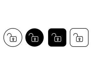 Set of opened padlock icons buttons for web. Lock shape. Editable stroke