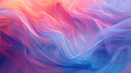 Fototapeta premium Soft flowing fabric in vibrant pink and blue hues creates dreamy atmosphere. gentle waves and gradients evoke sense of calm and tranquility