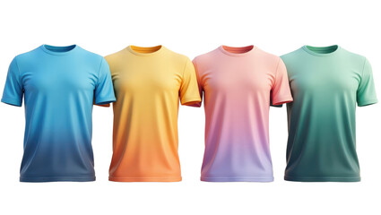 Four Gradient Ombre T Shirts Mockup Pastel Blue Yellow Pink Mint Green
