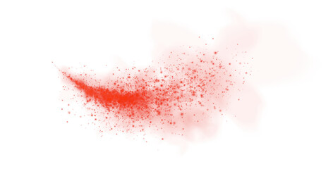Fantastic red smoke background. Magic red smoke with glitter and small particles of twinkling stars. Fog with luminous particles. Red vapor with stardust. Morning fog over land or water. PNG.
