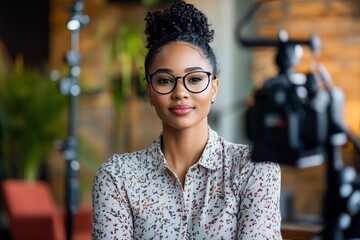 Confident african female professional posing for an on-camera interview