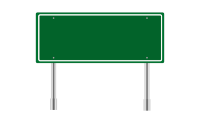 Blank green traffic road sign  isolated on transparent background. PNG illustration.