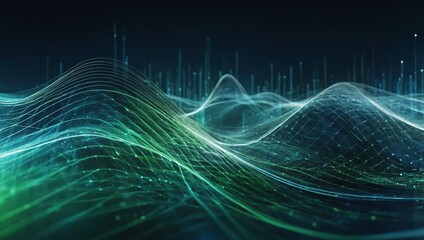 A sophisticated abstract business background with gradient mesh patterns, subtle wave elements,