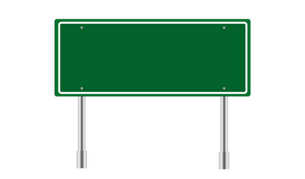 Blank green traffic road sign  isolated on transparent background. PNG illustration.