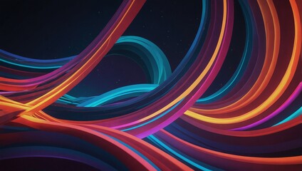 A stunning 3D composition with vibrant neon arcs and curves, blending seamlessly across the color spectrum to create a surreal, immersive modern background