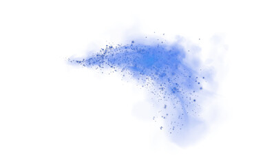 Fantastic blue smoke background. Magic blue smoke with glitter and small particles of twinkling stars. Fog with luminous particles. Blue vapor with stardust. Morning fog over land or water. PNG.