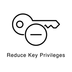 Reduce Key Privileges Icon – Limited Access and Role-Based Security - Vector Editable Stroke Line Icon