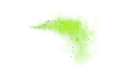 Fantastic green smoke background. Magic green smoke with glitter and small particles of twinkling stars. Fog with luminous particles. Green vapor with stardust. Morning fog over land or water. PNG.

