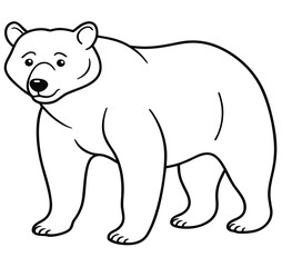 Simple majestic ferocious wild polar bear full body, face, black and white symbol design elegant logo premium luxury brand identity icon silhouette vector image illustration template outline.