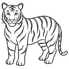 Simple majestic royal bengal ferocious angry wild tiger body, face, mascot logo, crown symbol, black and white symbol design, elegant logo, premium luxury brand identity icon silhouette vector image.