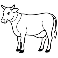 Fototapeta premium Cute cow cartoon vector icon sign silhouette illustration on a white background 