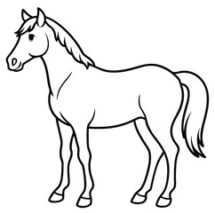 Cute horse cartoon vector icon sign silhouette illustration on a white background 