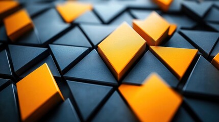 Abstract Orange Diamonds on Gray Triangles