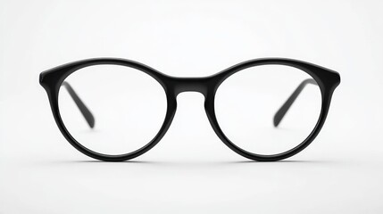 Fototapeta premium Round black eyeglasses on white background