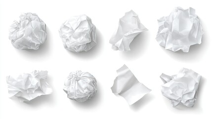 Obraz premium White crumpled paper balls studio shot, design element, recycle concept