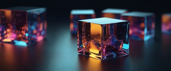 Abstract 3d render, glass cube