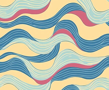 Retro-inspired background with vibrant colors and seamless wavy dynamic patterns.
