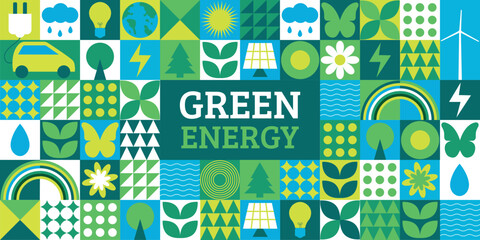 Green energy. Geometric pattern,background.