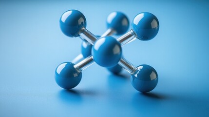 Obraz premium Blue molecule model connection science background