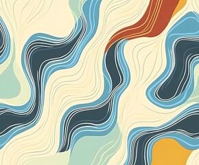 Fototapeta premium Retro-inspired background with vibrant colors and dynamic wavy patterns 