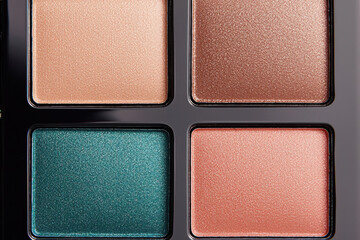 Eyeshadow palette with four vibrant shades in metallic and matte finishes