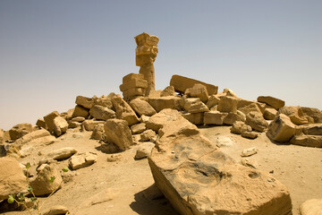 Sudan ruins of ancient temple in Seidenga on a cloudy spring day