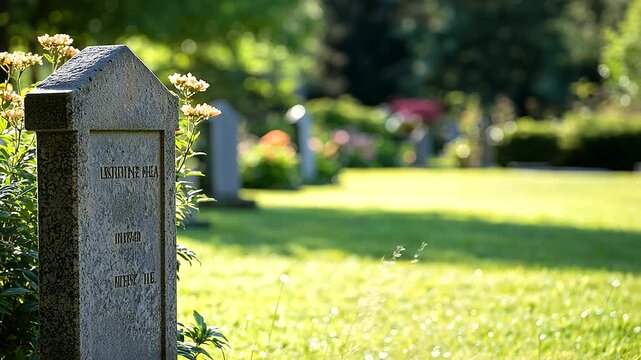 A cemetery with a gravestone and poignant epitaph for reflection