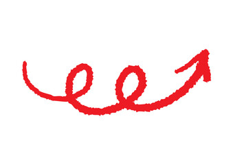 手書きのくるくる矢印 ベクター 赤