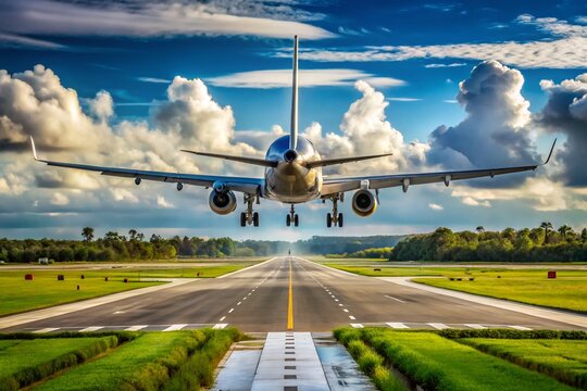 Airplane Landing Orlando International Airport, Florida - High Resolution Stock Photo