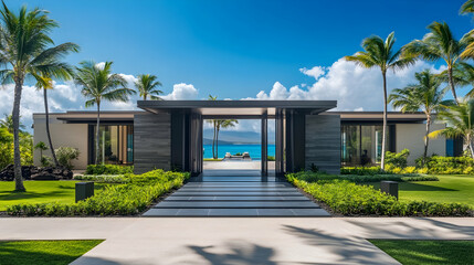 Malaysian Tropical Pavilion with Ocean Views, Modern Paradise Estate