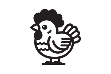 Chicken cartoon icon silhouette on white background. (02)