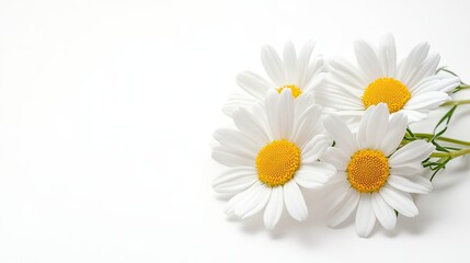 Chamomile flowers isolated on white background. space for text. chamomile flowers