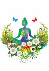 Composition with a Girl Meditating in a Natural Environment

